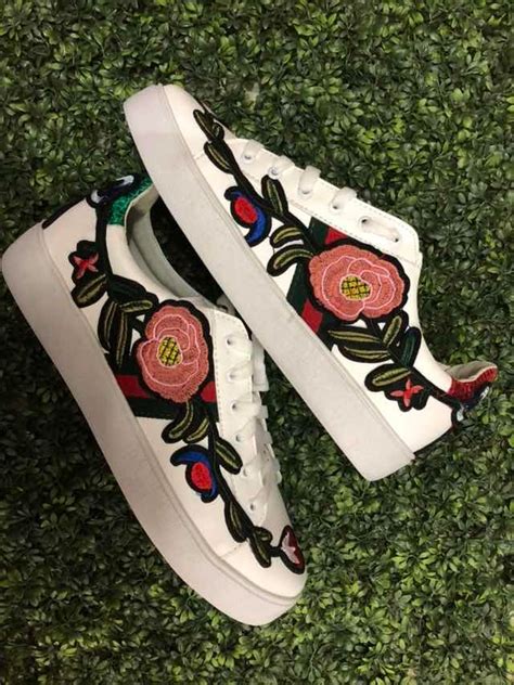 tenis gucci mujer con flores|Tenis Gucci para mujer .